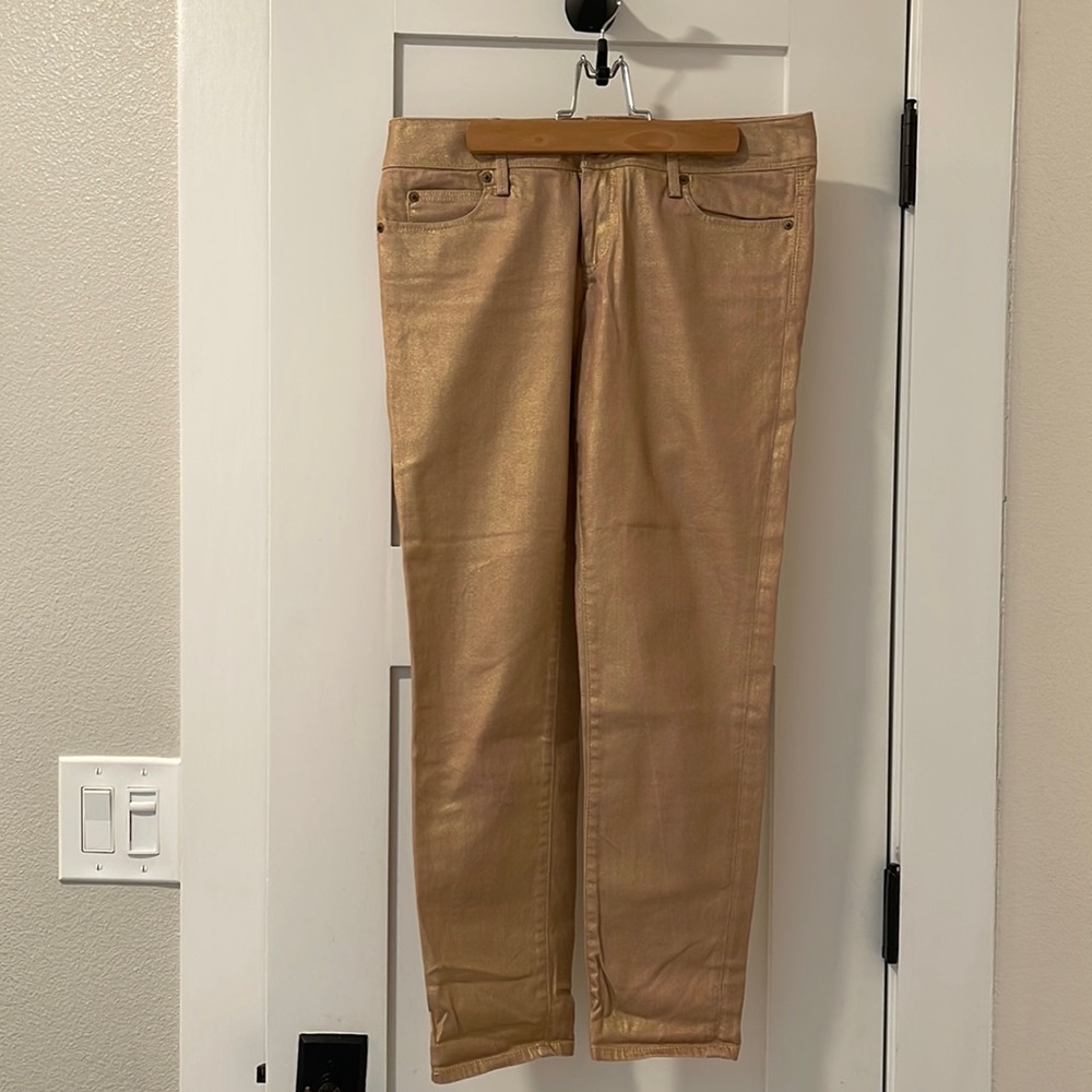 Lily Pulitzer gold shimmer jeans size 4
